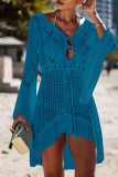Fashion Vacation Solid Hollowed Out Swimwears Cover Up