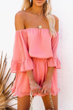 Fashion Casual Solid Patchwork Off the Shoulder Loose Rompers