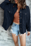 Casual Solid Pocket Buckle Turndown Collar Outerwear