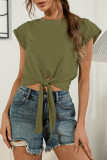Fashion Sweet Solid Frenulum O Neck T-Shirts