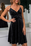 Fashion Simplicity Solid Patchwork Backless V Neck A Line Dresses