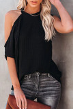 Fashion Casual Solid Hollowed Out O Neck T-Shirts