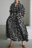 Women's Solid Pocket Button Lapel Long Sleeve Maxi Shirt Dress