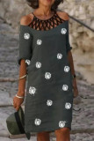 Casual Print Printing O Neck A Line Dresses