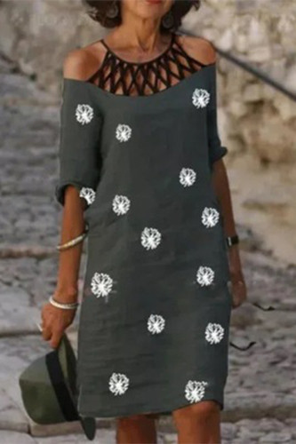Casual Print Printing O Neck A Line Dresses