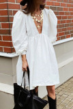 Fashion Sexy Solid Patchwork V Neck Princess Dresses