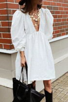 Fashion Sexy Solid Patchwork V Neck Princess Dresses