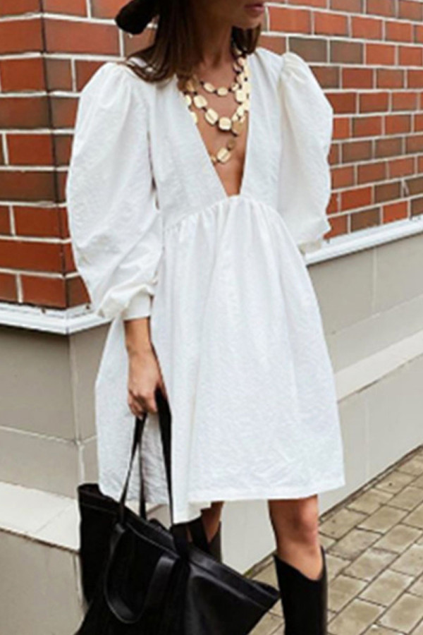 Fashion Sexy Solid Patchwork V Neck Princess Dresses