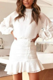 Fashion Street Dot Flounce O Neck Long Sleeve Two Pieces