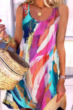 Casual Bohemian Color Block Patchwork O Neck A Line Dresses