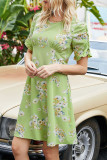 Fashion Street Print Split Joint O Neck A Line Dresses
