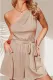 Street Daily Solid Pocket Frenulum Oblique Collar Loose Rompers