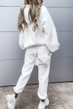 Street Sportswear Solid Patchwork Draw String Hooded Collar Long Sleeve Two Pieces
