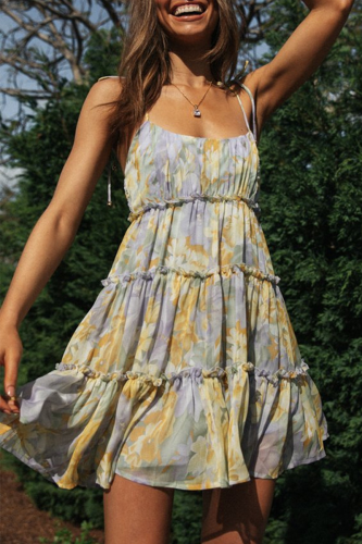 Fashion Elegant Floral Split Joint Stringy Selvedge Strapless A Line Dresses