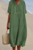 Casual Simplicity Solid Solid Color V Neck Short Sleeve Dress Dresses