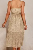 Fashion Street Solid Split Joint V Neck A Line Dresses