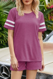 Fashion Casual Solid Split Joint O Neck Short Sleeve Two Pieces