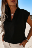 Casual Solid Split Joint V Neck T-Shirts