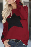 Casual Print Patchwork O Neck Mid Waist Tops