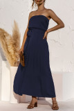 Fashion Casual Solid Split Joint Strapless A Line Dresses