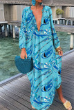 Fashion Sexy Print Patchwork V Neck Straight Dresses