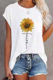 Casual Print Basic O Neck T-Shirts