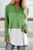 Casual Patchwork Basic Contrast O Neck Tops