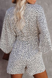 Fashion Elegant Striped Print Strap Design V Neck Loose Rompers