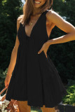 Fashion Casual Solid Split Joint V Neck Princess Dresses