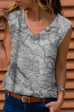 Casual Print Basic V Neck T-Shirts