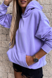 Casual Street Solid Patchwork Pocket Hooded Collar Tops
