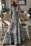 Bohemian College Floral Frenulum V Neck Printed Dresses(6 Colors)
