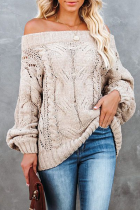 Casual Street Solid Patchwork Off the Shoulder Tops