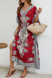 Vacation Print Frenulum V Neck Irregular Dress Dresses