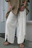 Casual Solid Patchwork Buttons Straight Wide Leg Solid Color Bottoms