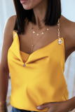 Fashion Casual Solid Chains Halter Tops