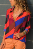 Casual Print V Neck Mid Waist Tops