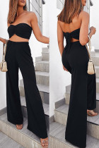 Fashion Casual Solid Split Joint Strapless Sleeveless Two Pieces