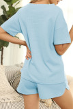Fashion Living Solid Patchwork O Neck Short Sleeve Two Pieces