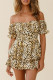 Fashion Street Print Patchwork Off the Shoulder Loose Rompers