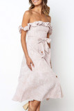 Fashion Street Print Split Joint Off the Shoulder A Line Dresses