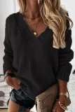 Fashion Casual Solid Patchwork V Neck Tops