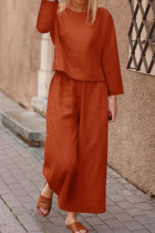 Casual Solid Solid Color O Neck Long Sleeve Two Pieces