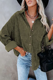 Casual Street Solid Buckle Turndown Collar Tops