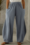 Casual Solid Pocket Loose Solid Color Bottoms