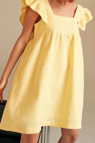 Fashion Sweet Solid Split Joint Square Collar Princess Dresses