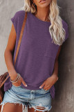 Fashion Street Solid Split Joint O Neck T-Shirts