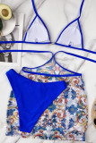Fashion Vacation Print Split Joint Swimwears Three-piece Set