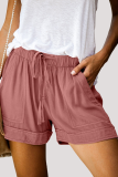 Street Solid Draw String Straight High Waist Straight Solid Color Bottoms
