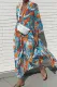 Casual Print Patchwork V Neck A Line Dresses